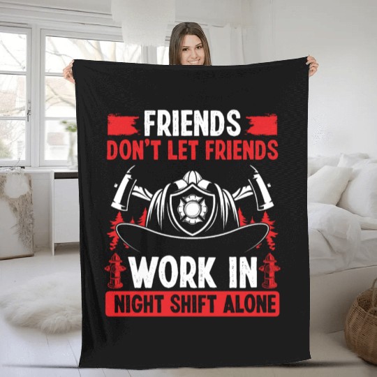 Firefighter Funny Fire Hose Night Shift Fire Mask Fleece Blankets