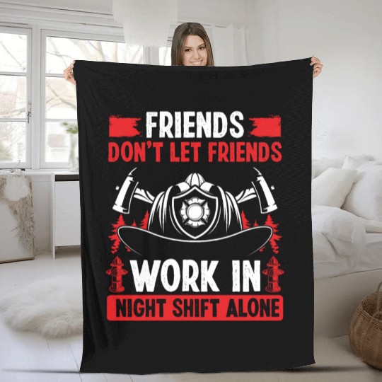 Firefighter Funny Fire Hose Night Shift Fire Mask Fleece Blankets