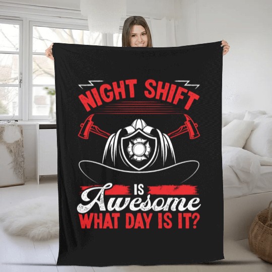 Night Shift Firefighter Volunteer Fire Hose Fleece Blankets