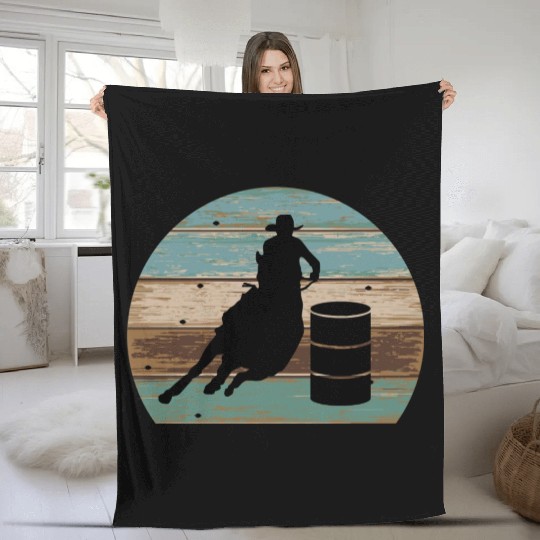 Barrel Racing Retro Style Fleece Blankets