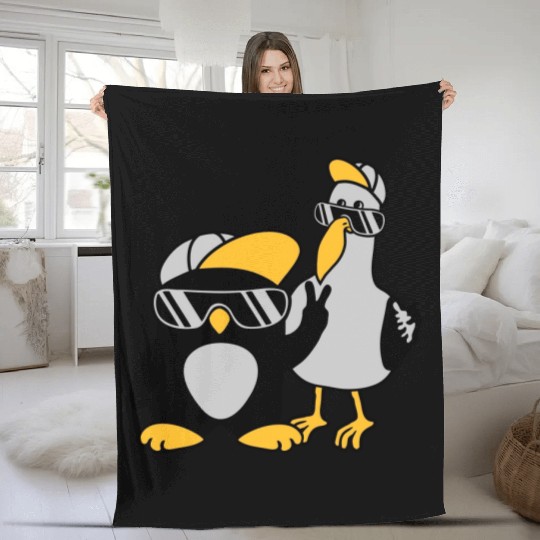 Seagull penguin 2 friends Fleece Blankets
