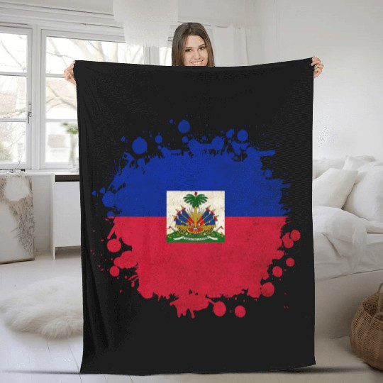 Haiti flags blob Fleece Blankets