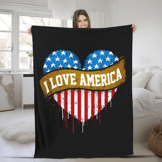 I Love America Fleece Blankets