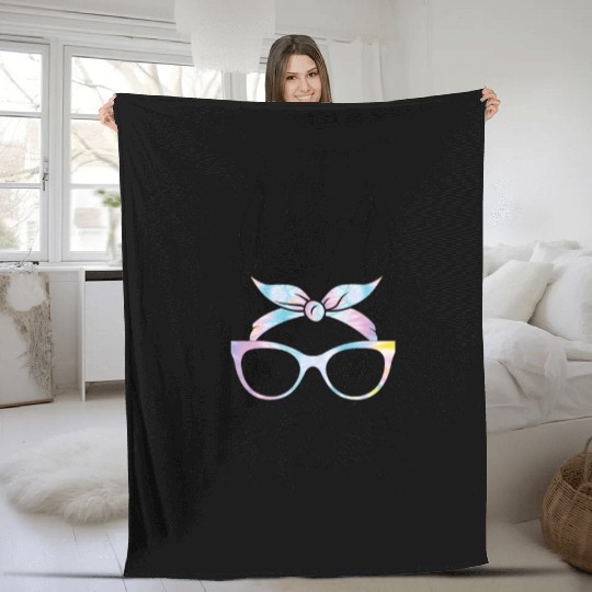 Bunny Face With Sunglasses For Easter Day Fleece Blankets