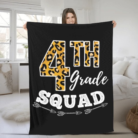 4th Grade Squad Leopard 4th Grade Teacher Fleece Blankets