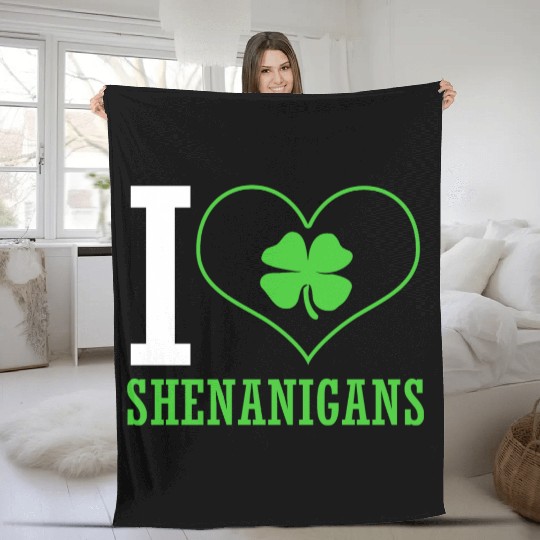 St Patrick Day I Love Shenanigans Fleece Blankets