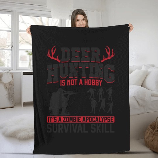 Buck Deer Hunting Hunter Zombie Fleece Blankets