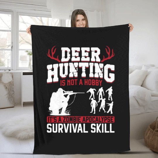 Buck Deer Hunting Hunter Zombie Fleece Blankets
