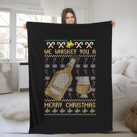 We Whiskey You A Merry Christmas Fleece Blankets