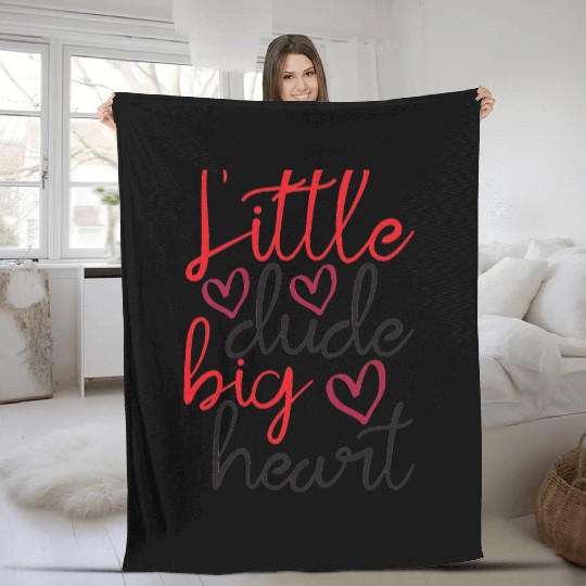 Little dude big heart Fleece Blankets
