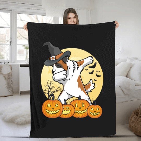 Dabbing Saint Bernard Halloween Fleece Blankets