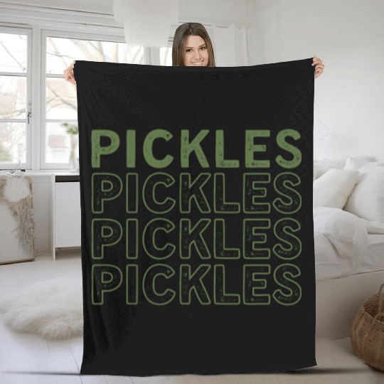 Funny Vegetable Pickles Retro Green Cucumber Humor Fleece Blankets