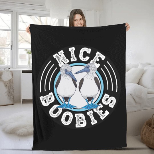 Nice Boobies Adult Humor Halloween Gift Booby Bird Fleece Blankets