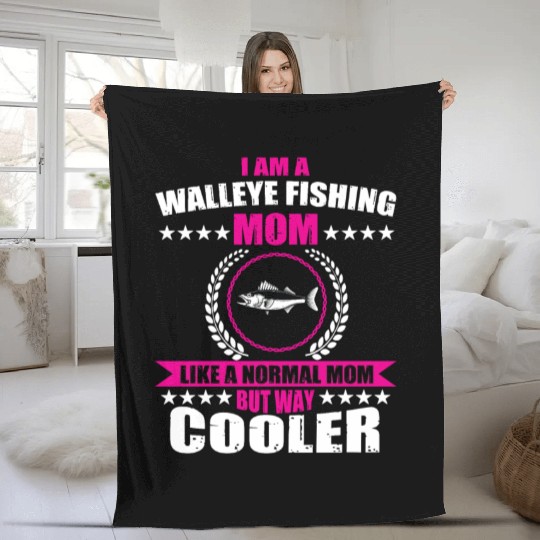 Walleye Fishing Mom For Women Fleece Blankets