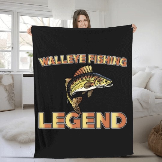 Great Walleye Fishing Legend Fleece Blankets