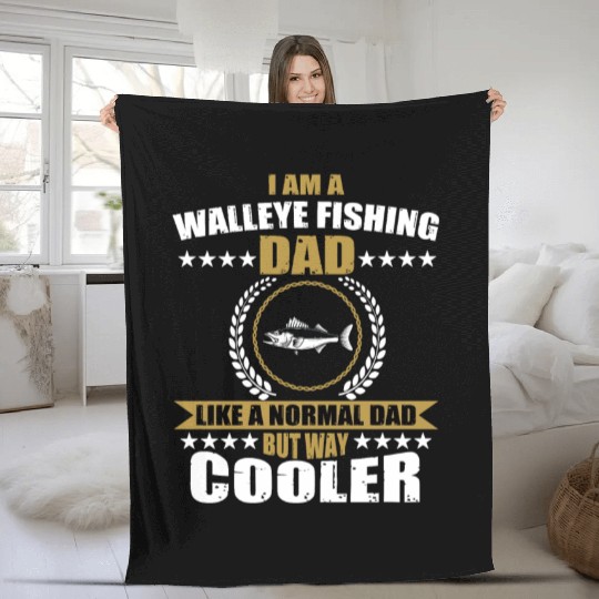 Walleye Fishing Dad For Men Fleece Blankets