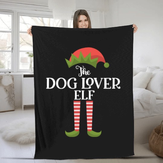 Dog Lover Elf Funny Family Christmas Matching Fleece Blankets
