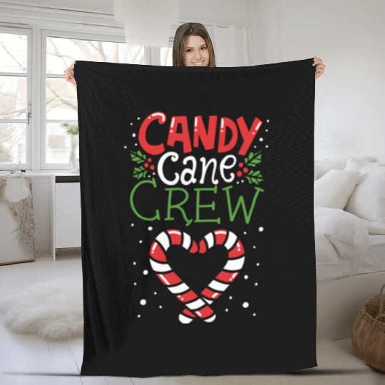 Candy Cane Crew Christmas Sweet Mistletoe Holiday Fleece Blankets