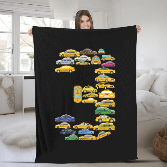 3rd Birthday Gift Taxi Car Boys Kids 3 Year Old Fleece Blankets