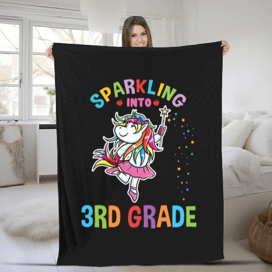 Sparkling Into 3rd Grade Back To School Fleece Blankets