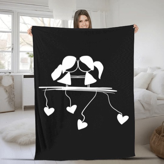 lesbian couple love symbol Fleece Blankets