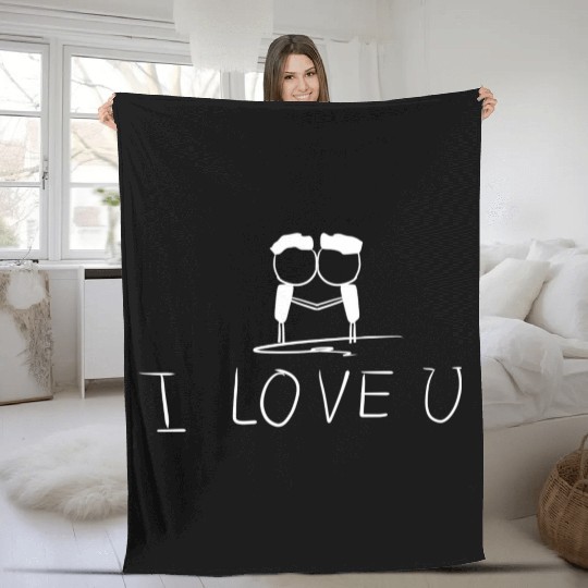i love you gay couple Fleece Blankets