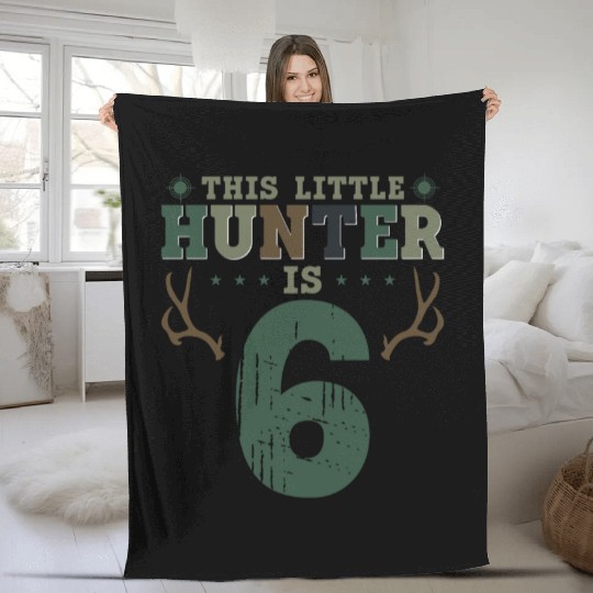 Buck Deer Hunting Hunter Kid 6th Fleece Blankets