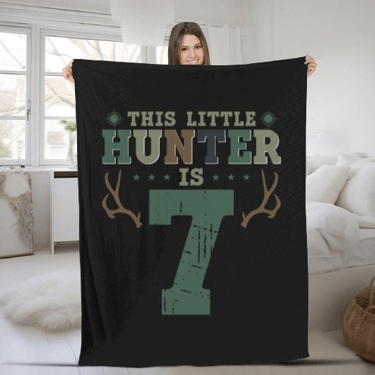 Buck Deer Hunting Hunter Kid 7th Fleece Blankets