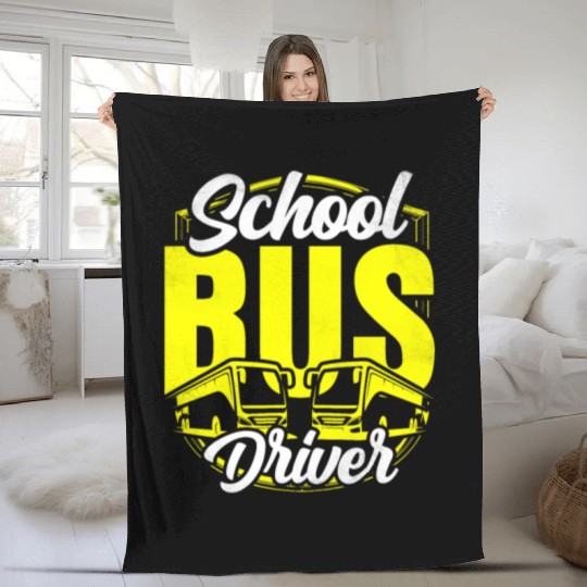 School Bus Driver Operator Busman Job Buses Fleece Blankets