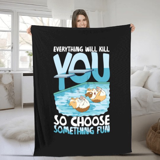 Guinea Pig High Diving Swimming Fleece Blankets