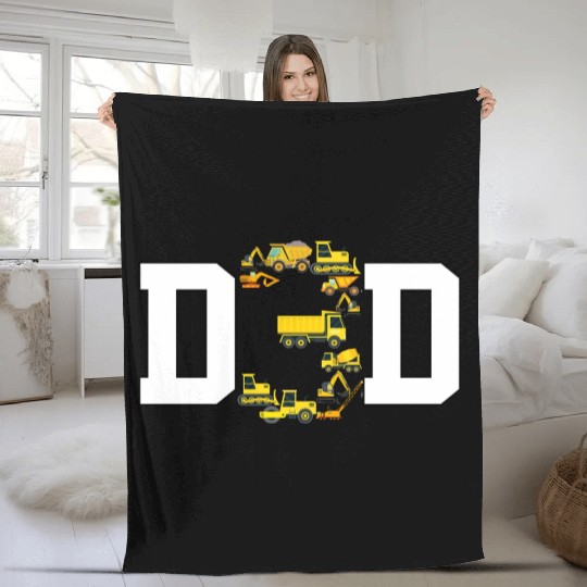 Dad of 3 Year Old Kid Construction Truck Toy Daddy Fleece Blankets