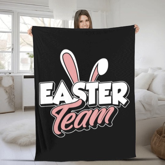 Easter Team Sayings Egg Bunny Happy Fleece Blankets
