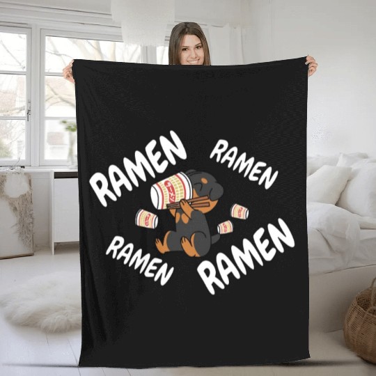 Rottweiler Instant Ramen Noodles Fleece Blankets