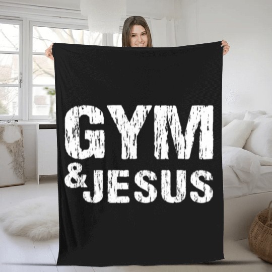Gym and Jesus Christian Workout Gym and Jesus Fleece Blankets