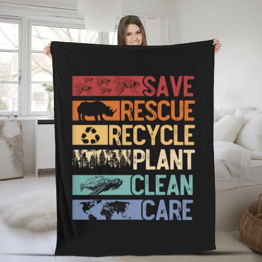 Earth Day, Save the planet, clean the oceans Fleece Blankets