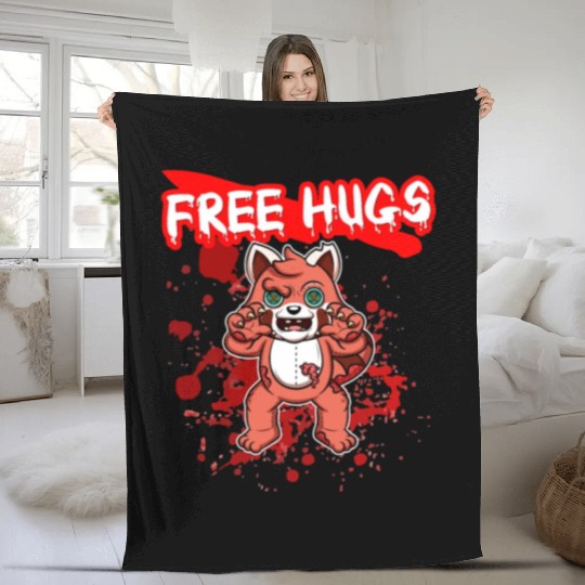 Free Hugs Halloween Sarcasm Scary Creepy Costume Fleece Blankets