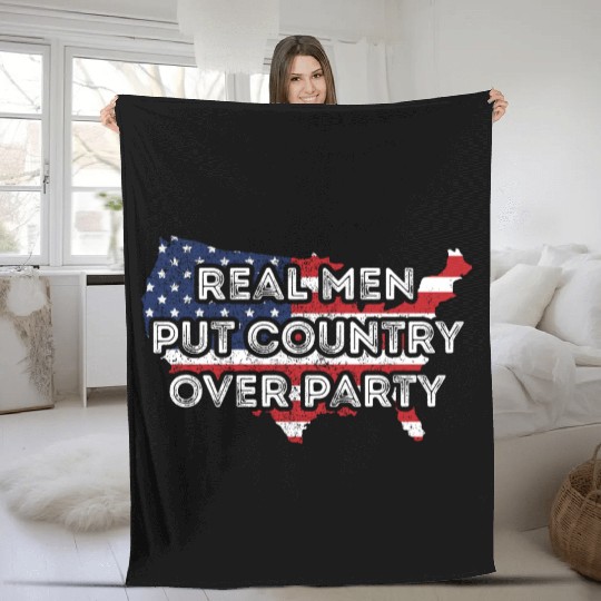 Real Men Put Country Over Party Fleece Blankets