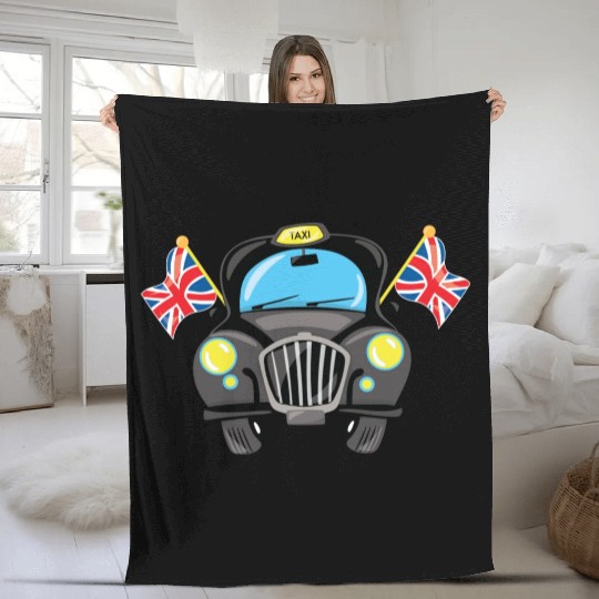 Taxi Hackney the black cab in London Fleece Blankets