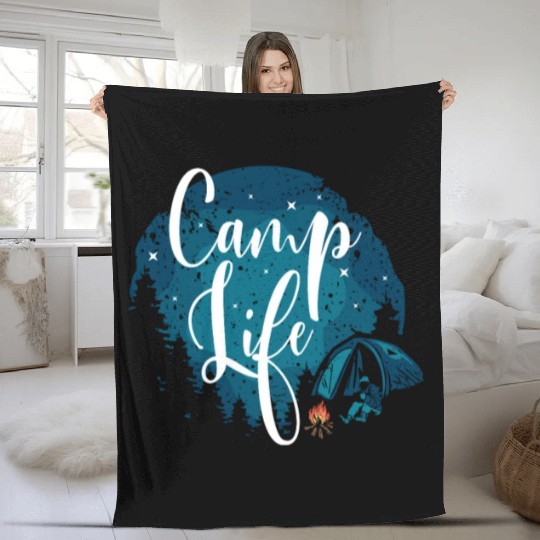 Camping Camper Present Nature Lover Van Fleece Blankets