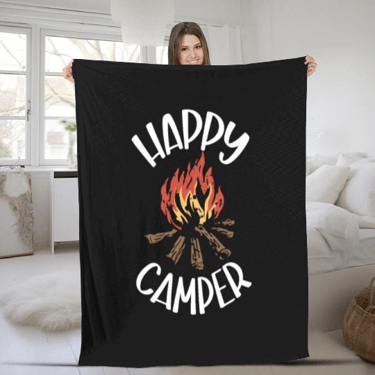 Camping Camper Present Nature Lover Van Fleece Blankets