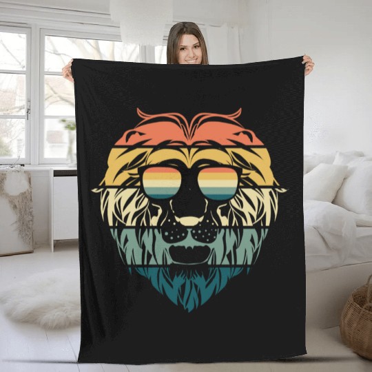 lion vintage Fleece Blankets
