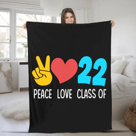 Senior High School Peace Love Class Of 2022 Fleece Blankets