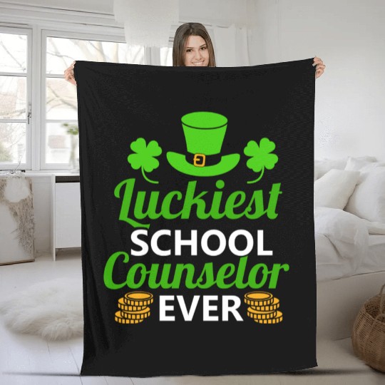 Luckiest School Counselor Ever St. Patrick's Day Fleece Blankets