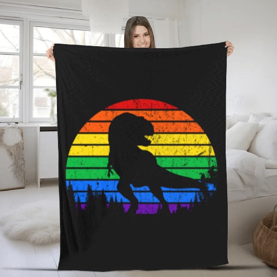 LGBT Dinosaur Rainbow Flag Fleece Blankets
