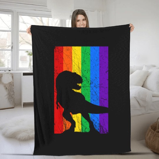 LGBT Dinosaur Rainbow Flag Fleece Blankets