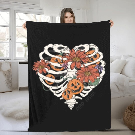 Fun Halloween Designs Dead Inside Fleece Blankets