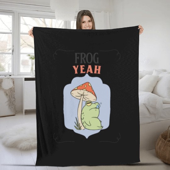 FROG YEAH Funny Cute Frog Fleece Blankets