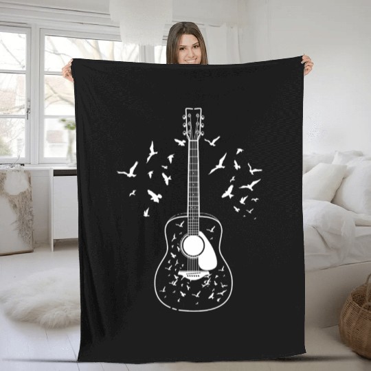 Acoustic Guitar Player Birds Music Teacher Musicia Fleece Blankets