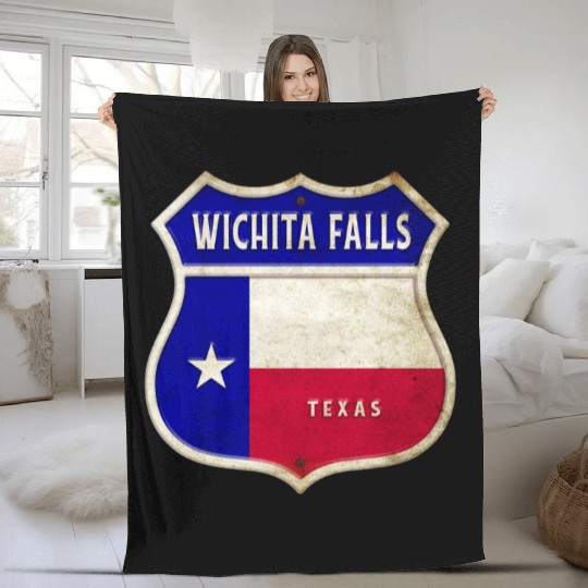 Wichita Falls Texas crest flags design Fleece Blankets