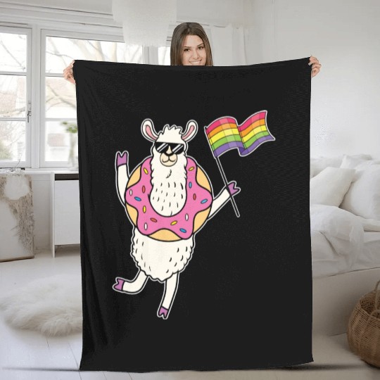 LGBT Rainbow Funny Llama Gay Pride Lesbian Gift Fleece Blankets